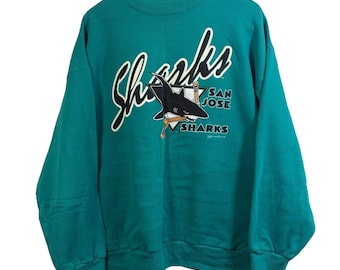 San Jose Sharks Teal Crewneck Sweatshirt Saturday's Hero NHL 1991 Vintage Sz LG