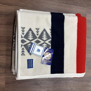 Pendleton Heroic Chief Filt Elfenbensvit Chief Kollektion 64x80 Ull Tillverkad USA NWT bild 3