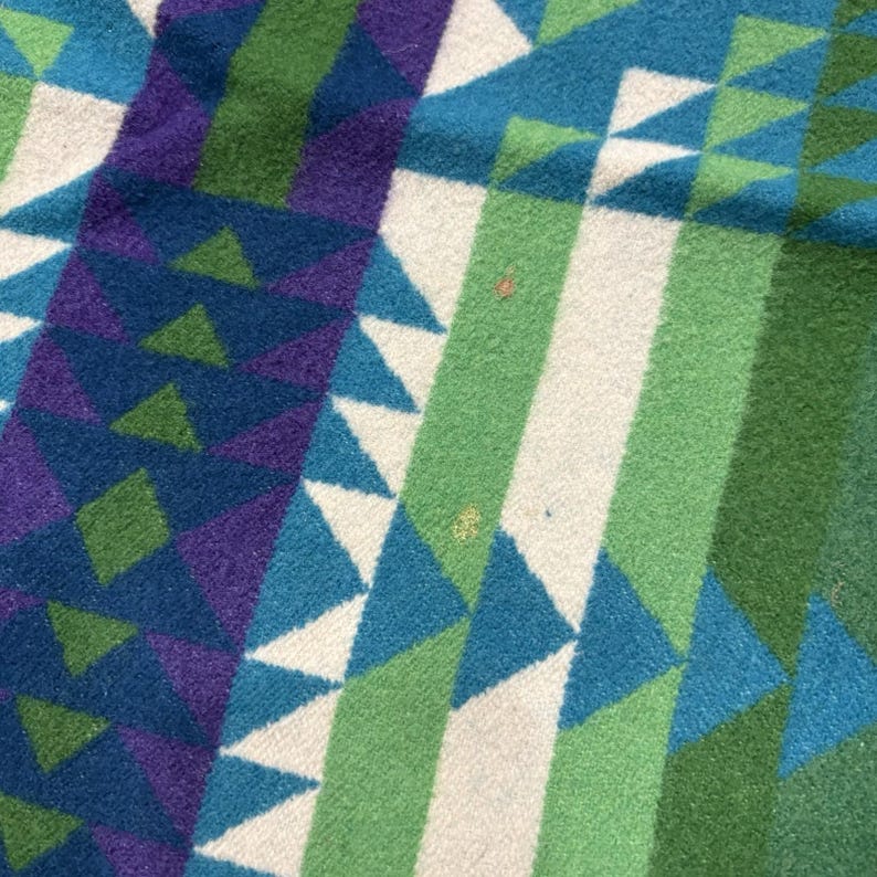 Pendleton Beaver State Wool Blanket 64x80 Geometric Blue Green Purple image 6