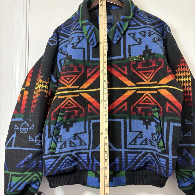Pendleton High Grade Western Wear Wool Jacket Bear Eagle Sharkey Sz L Vintage image 8