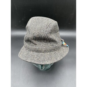 Pendleton Custom Made USA Wool Herringbone Paperboy Bucket Hat Beaded Strap image 4