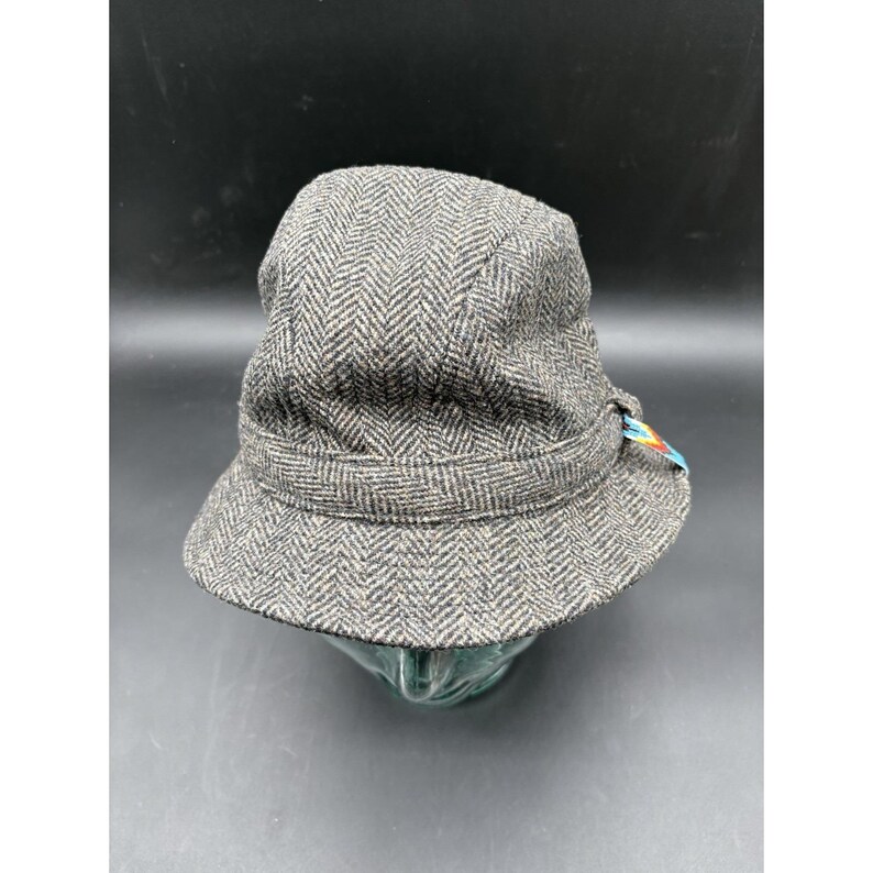 Pendleton Custom Made USA Wool Herringbone Paperboy Bucket Hat Beaded Strap image 4