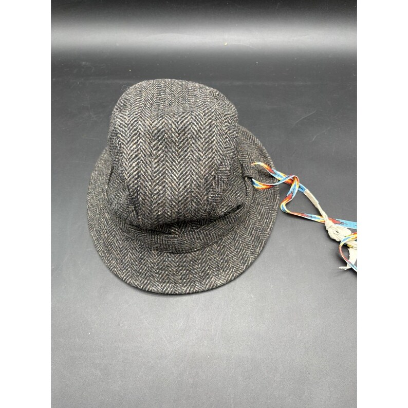 Pendleton Custom Made USA Wool Herringbone Paperboy Bucket Hat Beaded Strap image 14
