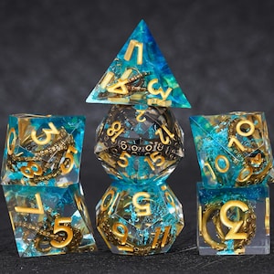 Cthulhu Tentacle DND tärningsset, handgjorda hartstärningar, tärningar med skarp kant, tentakeltärningar, polyedriska tärningsset, inklusionstärningar, TTRPG-tärningar, DND-present