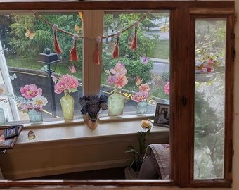Floral Mason Jar Butterfly Window Clings – Summer Flower Static Glass Decals, Double-Sided Anti-Collision Stickers for Home, Kid Room Window