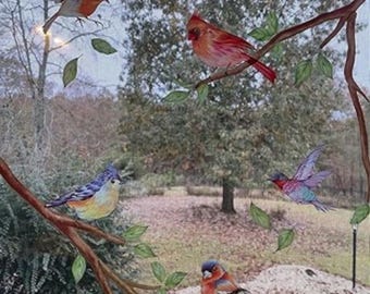 Double-Sided Hummingbird and Bird Window Clings – Tree Branch Anti-Collision Glass Stickers for Windows & Mirrors