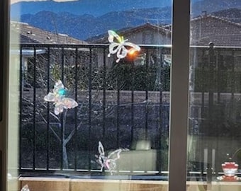 36 Rainbow Prism Window Clings for Bird Strike Prevention – Anti-Collision for Glass Doors & Windows – Birds, Butterflies, Leaves, Feathers