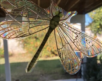 Dragonfly Window Clings for Glass Windows, Bird Anti-Collision Stickers, Window Decals to Prevent Bird Strikes, Non-Adhesive Sun Catcher