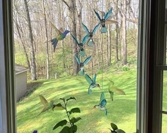 Large Hummingbird Window Clings – Bird Strike Prevention Decals – Double-Sided Anti-Collision Stickers for Glass Doors & Windows (Set of 6)