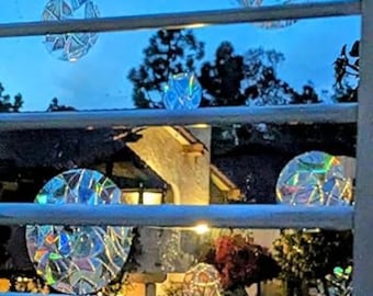 Rainbow Anti-Collision Bird Window Clings – 35-Pack Suncatcher Decals for Glass, Reflective Bird Strike Prevention Stickers, Removable Vinyl
