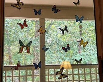 24 Butterfly Window Clings | Anti-Collision Bird Window Stickers | Double-Sided Static Decals for Glass Doors & Windows | Non-Adhesive