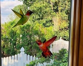 Hummingbird Window Clings for Bird Strike Prevention – Double-Sided Anti-Collision Decals for Glass Doors & Windows – Set of 12 UV Stickers