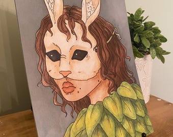 Máscara de conejo / impresión de obra de arte original