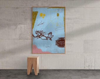 Edgy romantische pastelblauwe abstracte expressionistische kunst