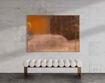 Aardse terracotta abstracte muurkunst met oranje en bruine structuur