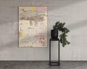 Edgy pastel graffiti krabbel abstracte expressionistische muurkunst