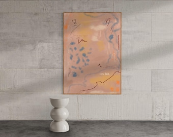 Minimalistische Dusty Rose krabbel expressionistische abstracte muurkunst