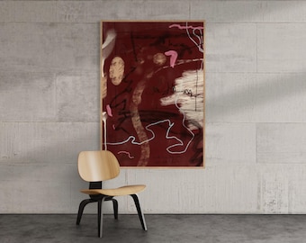 Humeurige getextureerde bordeauxrode abstracte expressionistische affirmatiekunst