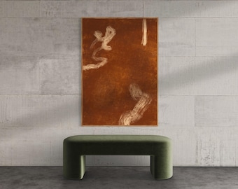 Wabi Sabi terracotta muurkunst in aardetinten met textuur