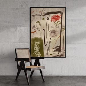 Textured Neutral Beige Scribble Expressionist Abstract Wall Art