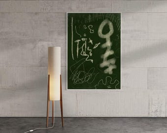 Hedendaagse abstracte bosgroen expressionistische krabbelmuurkunst