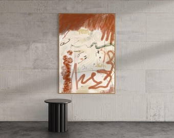 Minimalistische terracotta krabbel expressionistische abstracte muurkunst