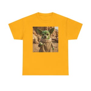 Baumwolle lustige Chihuahua T-Shirt Welpen Star Wars Parodie Grafik niedlichen Hunde-Liebhaber-Geschenk Unisex T-Shirt Chihuahua Baby Yoda Grogu Kind Charakter Bild 6