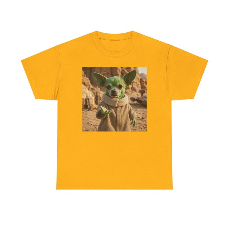 Baumwolle lustige Chihuahua T-Shirt Welpen Star Wars Parodie Grafik niedlichen Hunde-Liebhaber-Geschenk Unisex T-Shirt Chihuahua Baby Yoda Grogu Kind Charakter Bild 6