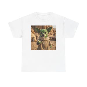 Baumwolle lustige Chihuahua T-Shirt Welpen Star Wars Parodie Grafik niedlichen Hunde-Liebhaber-Geschenk Unisex T-Shirt Chihuahua Baby Yoda Grogu Kind Charakter Bild 2