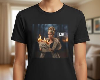 Baumwolle lustiges Barbie T-Shirt Lustiges sarkastisches T-Shirt Ihre Meinung freche Puppe Vibe Grafik-T-Stück Ich interessiere mich nicht Einstellung Geschenk Geschenk für Sie