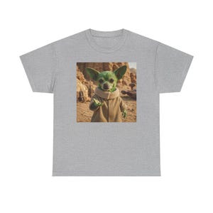 Baumwolle lustige Chihuahua T-Shirt Welpen Star Wars Parodie Grafik niedlichen Hunde-Liebhaber-Geschenk Unisex T-Shirt Chihuahua Baby Yoda Grogu Kind Charakter Bild 5