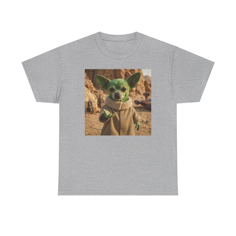 Baumwolle lustige Chihuahua T-Shirt Welpen Star Wars Parodie Grafik niedlichen Hunde-Liebhaber-Geschenk Unisex T-Shirt Chihuahua Baby Yoda Grogu Kind Charakter Bild 5