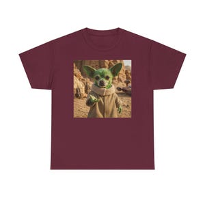 Baumwolle lustige Chihuahua T-Shirt Welpen Star Wars Parodie Grafik niedlichen Hunde-Liebhaber-Geschenk Unisex T-Shirt Chihuahua Baby Yoda Grogu Kind Charakter Bild 7