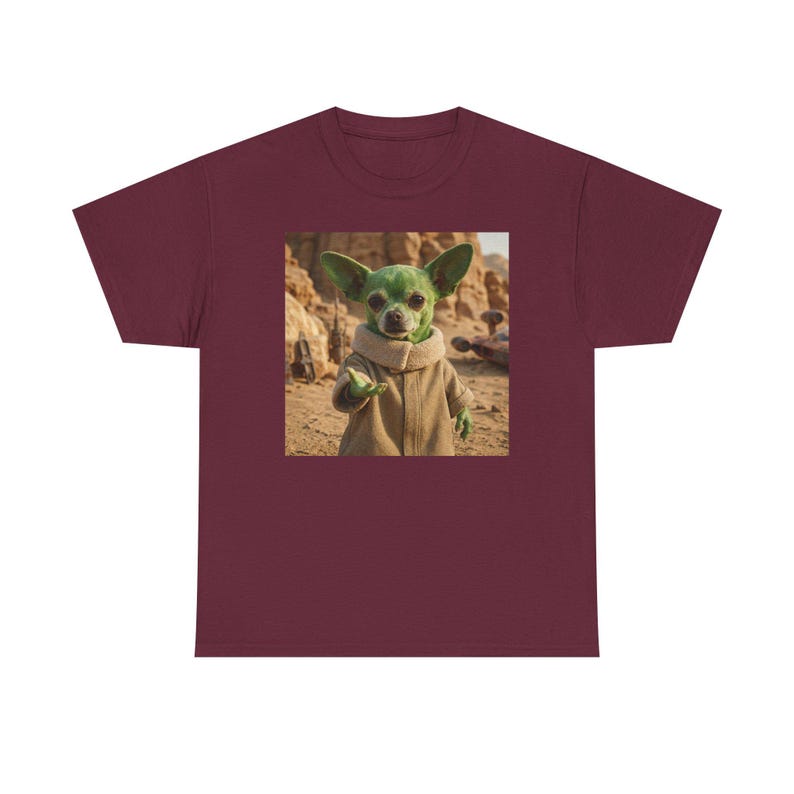 Baumwolle lustige Chihuahua T-Shirt Welpen Star Wars Parodie Grafik niedlichen Hunde-Liebhaber-Geschenk Unisex T-Shirt Chihuahua Baby Yoda Grogu Kind Charakter Bild 7