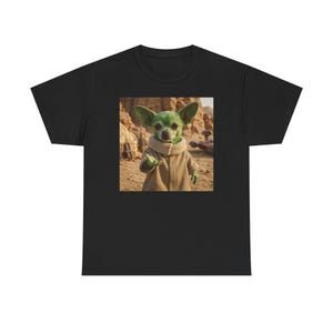 Baumwolle lustige Chihuahua T-Shirt Welpen Star Wars Parodie Grafik niedlichen Hunde-Liebhaber-Geschenk Unisex T-Shirt Chihuahua Baby Yoda Grogu Kind Charakter Bild 3