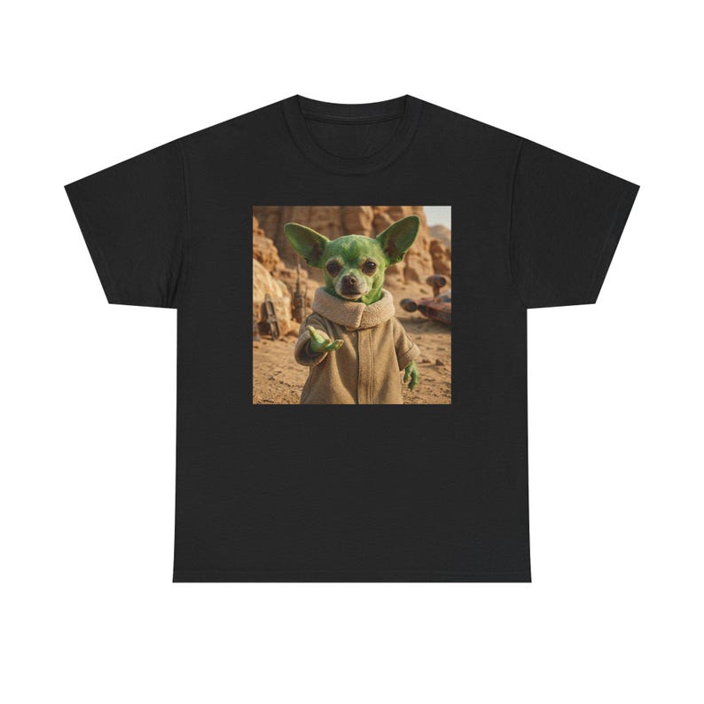 Baumwolle lustige Chihuahua T-Shirt Welpen Star Wars Parodie Grafik niedlichen Hunde-Liebhaber-Geschenk Unisex T-Shirt Chihuahua Baby Yoda Grogu Kind Charakter Bild 3