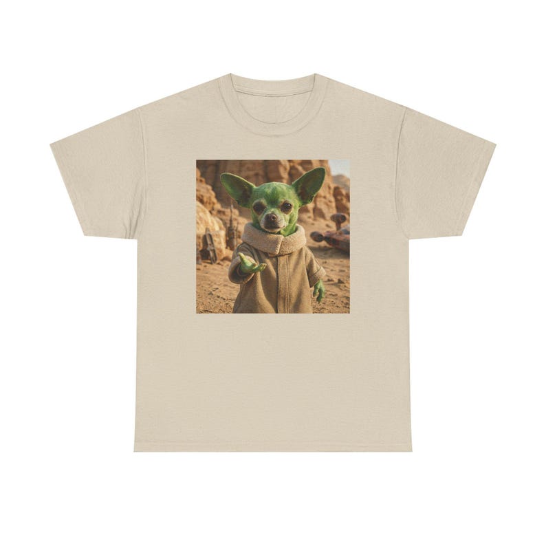 Baumwolle lustige Chihuahua T-Shirt Welpen Star Wars Parodie Grafik niedlichen Hunde-Liebhaber-Geschenk Unisex T-Shirt Chihuahua Baby Yoda Grogu Kind Charakter Bild 4