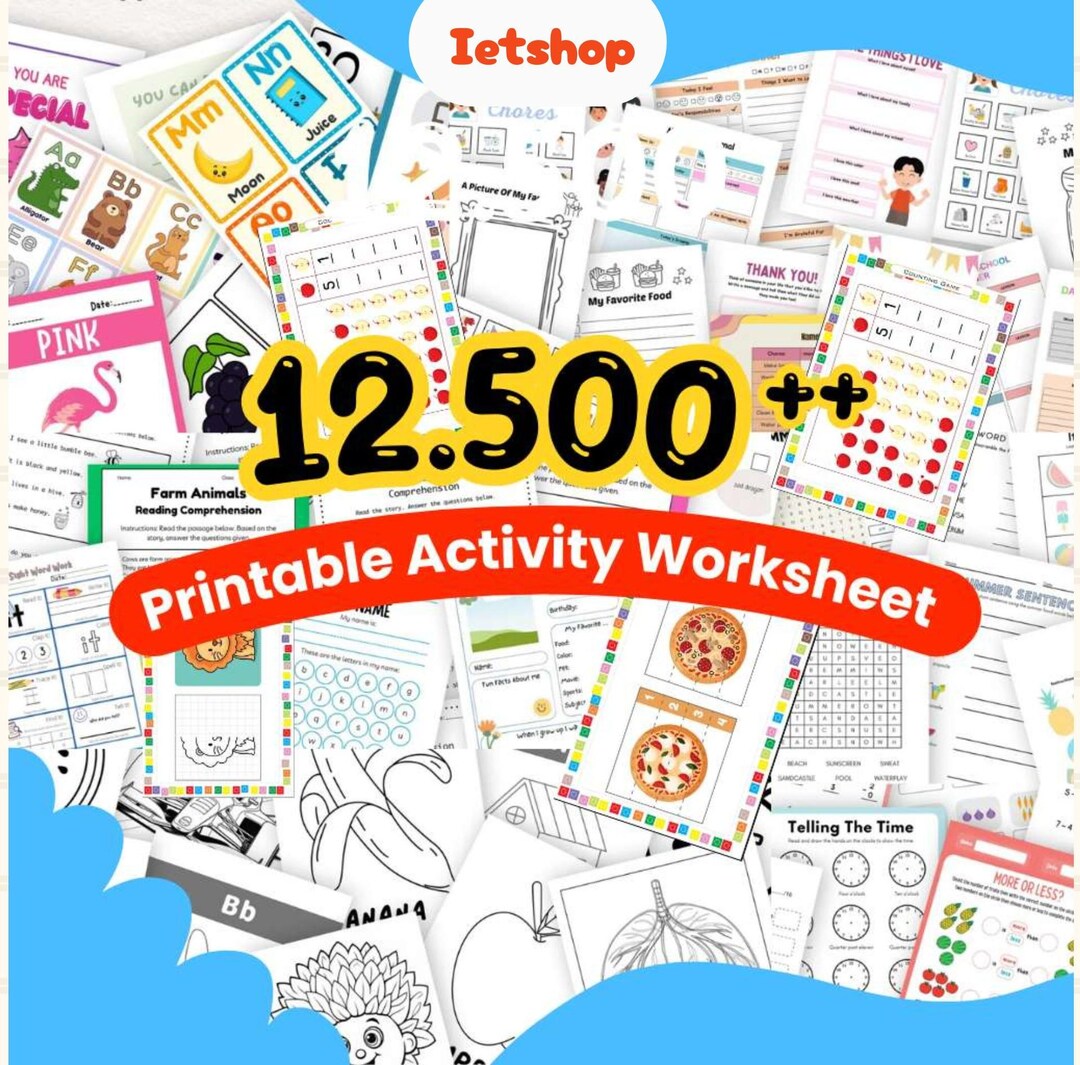 Printable Kids Activity Worksheets Bundle - Etsy