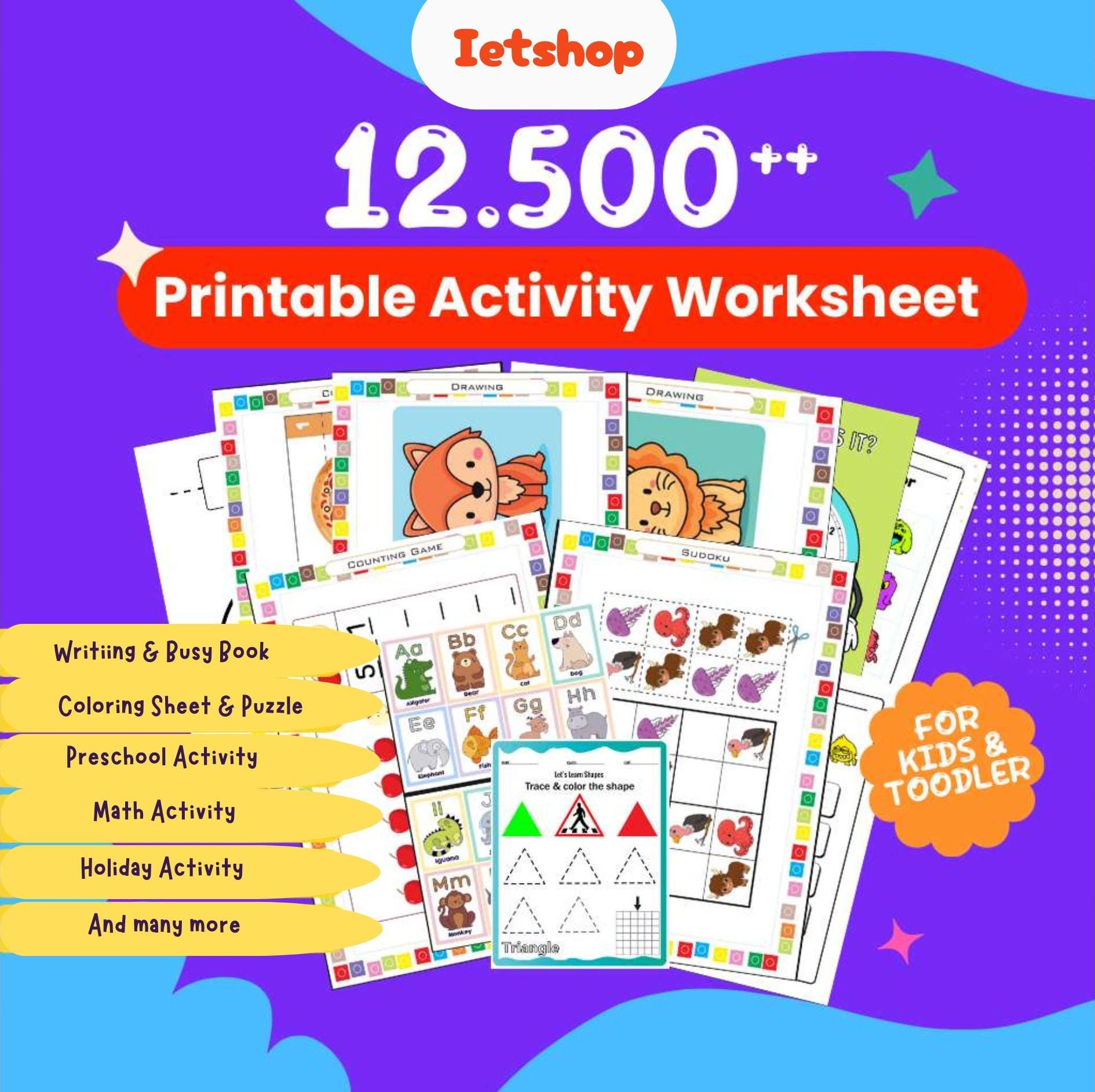 Printable Kids Activity Worksheets Bundle - Etsy