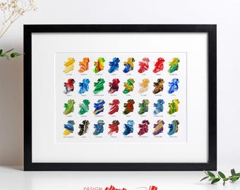 Ireland 32 County Art Print – A3 Heart map, Ireland Heritage Home Decor