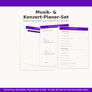 Musik- & Konzert-Planer-Set - Konzert-Log, Wunschliste, Playlist-Ideen und Ausgaben-Tracker - PDF Download