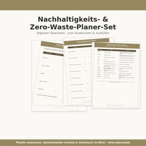 Nachhaltigkeits- & Zero-Waste-Planer-Set - Plastik-Checklista, Gewohnheiten-Tracker, Saisonkalender och Verbrauch-Log - PDF Ladda ner