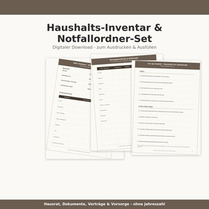 Haushalts-Inventar & Notfallordner-Set - Hausrat, Dokumente, Verträge und Notfallkontakte - PDF Download