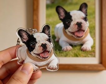 Custom French Bulldog Photo Keychain, Magnet, or Ornament – Personalized Pet Gift