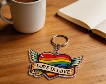 Double-Sided Acrylic Keychain Pride Rainbow Tattoo Gift