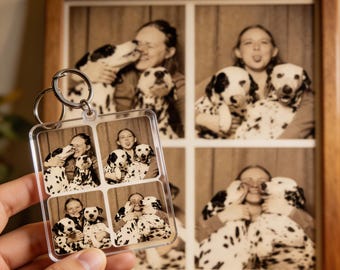 Personalized Photo Dog Mom Vintage Collage Christmas Gift Photo Keychain Ornament Magnet