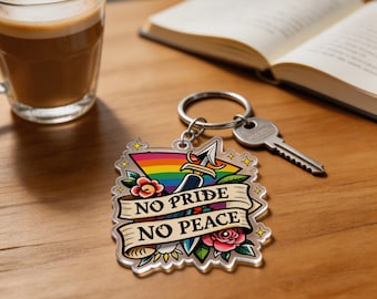 Pride Keychain: LGBTQ Tattoo Style, Double-Sided Acrylic Ornament Magnet