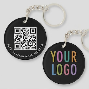 Custom QR Code Business Keychain, Personalized Logo Acrylic Tag, Promotional Branding Tool