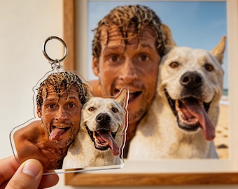 Personalized Photo Dog Lover Playful Birthday Gift Photo Keychain Ornament Magnet