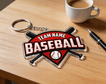 Personalized Baseball Photo Team Keepsake Modern Coach Gift Photo Keychain Ornament Magnet